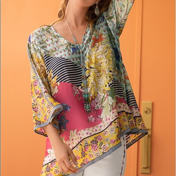 Johnny Was Tops - Johnny Was silk top. NWT colorful blouse